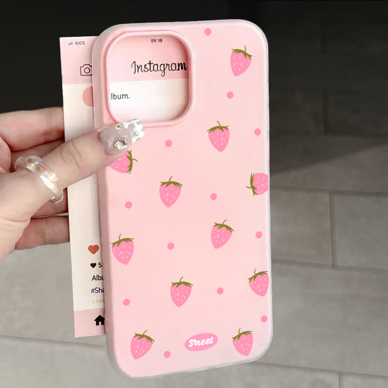 Samsung Galaxy A55 - Süßes Rosa Erdbeer-Muster Handyhülle für Samsung