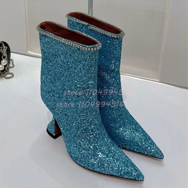 Crystal Wine Glass - Blau Glitter Kristall Wein Glas Ferse