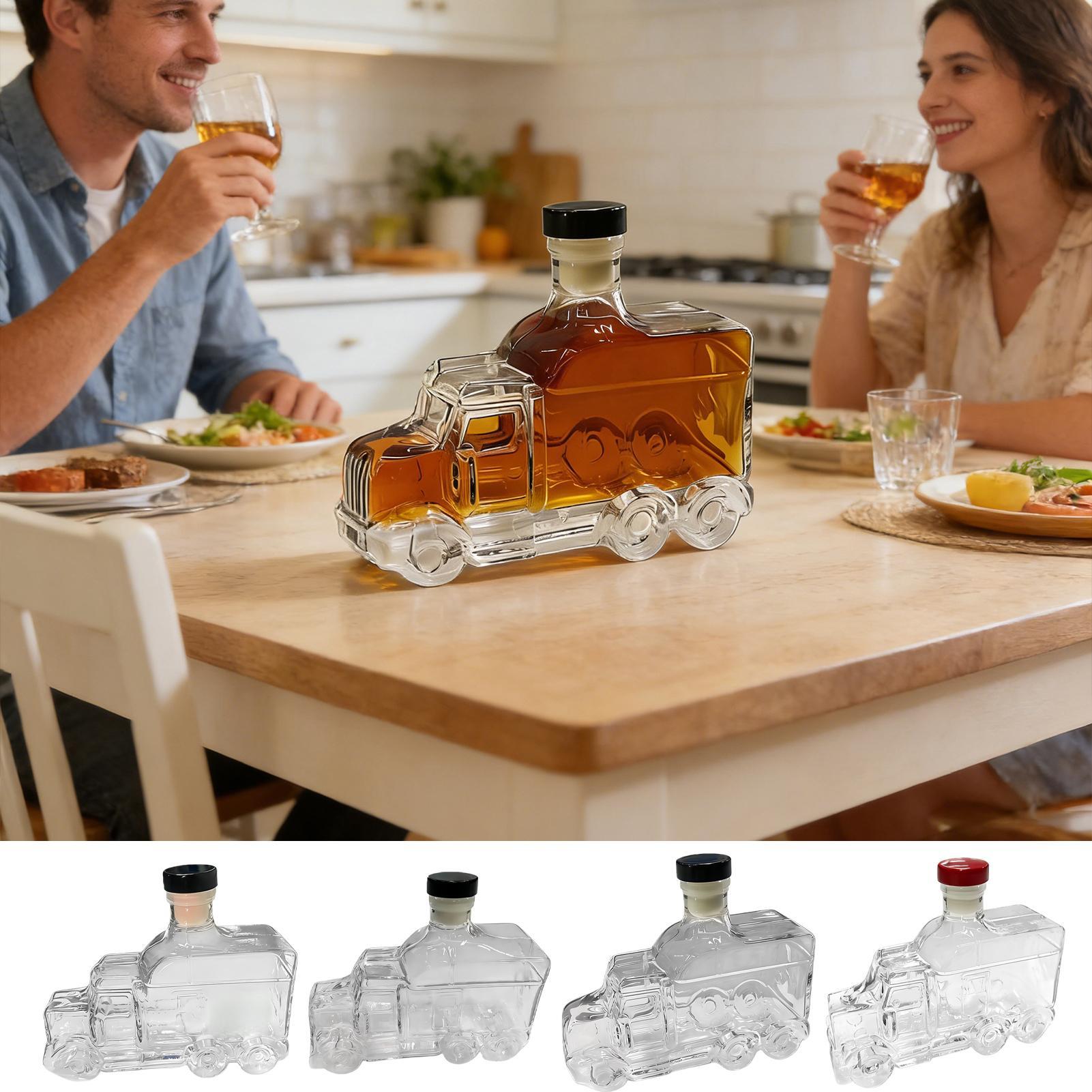 Glass Decanter Whiskey - 375ml Küchen-Whiskey-Flasche mit Stopfen, Bourbon-Karaffe, Halber