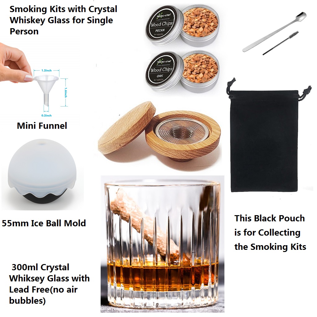 Crystal Wine Glass - Whiskyglas mit Rauchset für eine Person,