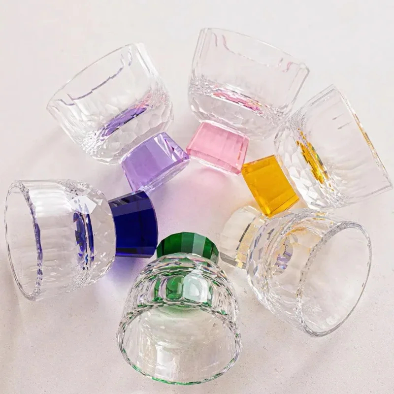 Crystal Wine Glass - 1 Stück 50ml Diamantgeschliffenes Kristallglas-Whiskyglas, Handgefertigtes
