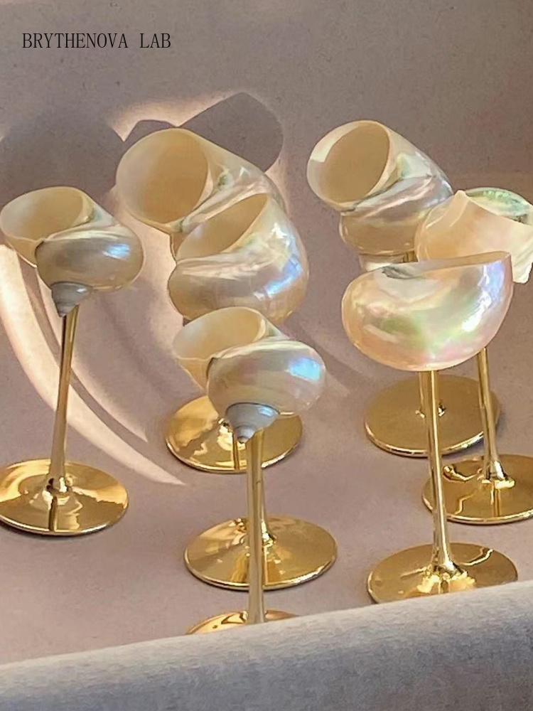 Crystal Wine Glass - AhunderJiaz Retro Paar-Muschelschalen-Weingläser | Handgefertigtes Muschel-Geschenkset